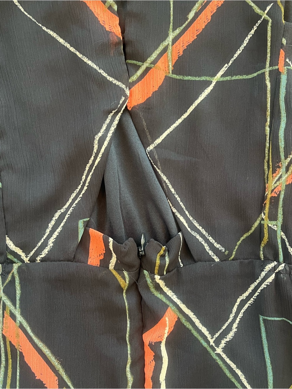 Banana Republic Navy Mini Dress with Coral and Cream Geometric Lines - Picture 3 of 4